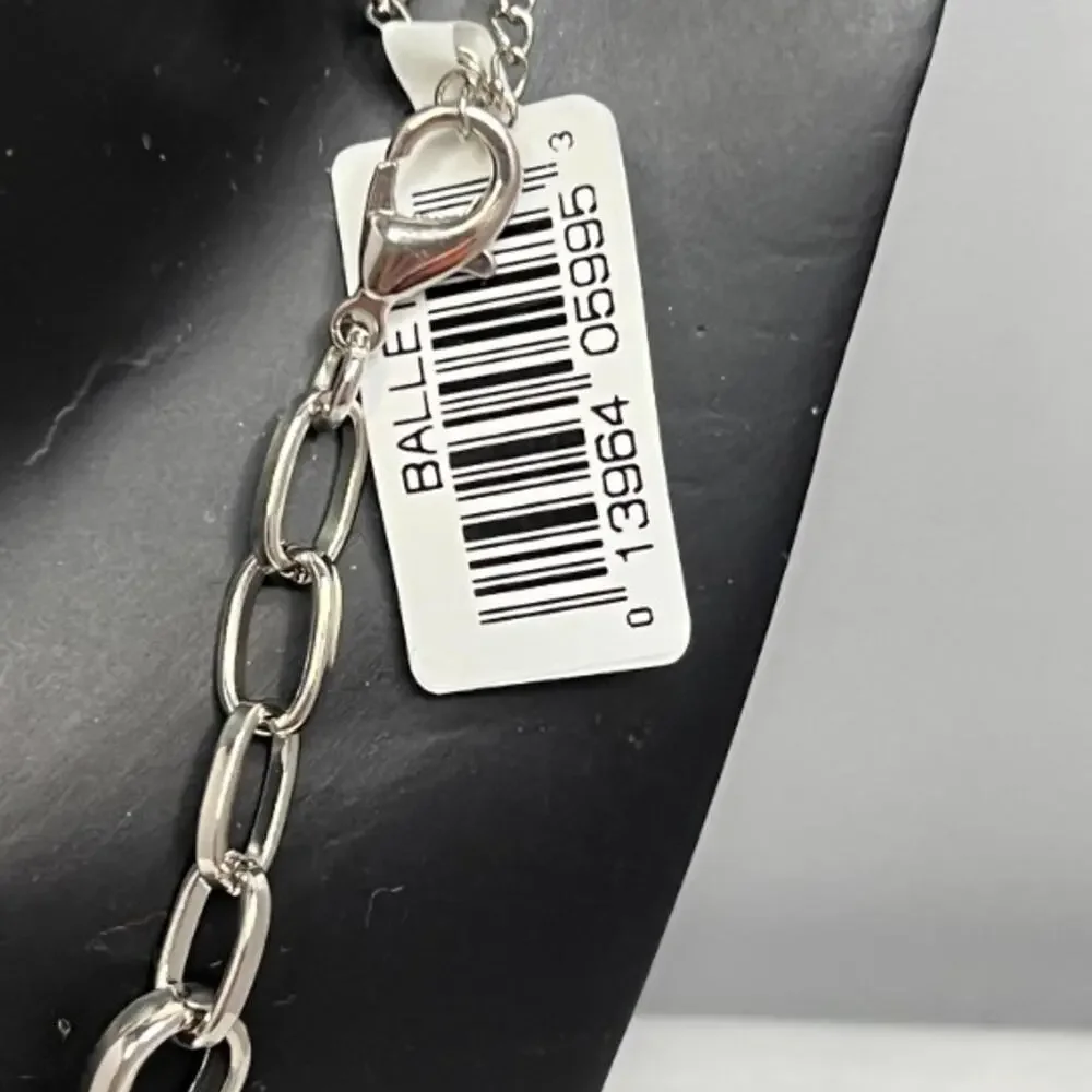 Ballet silver and blue metal link necklace